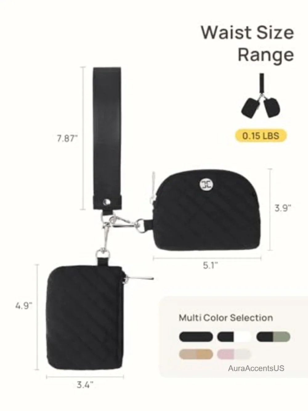 Mini Zip Around Wristlet Wallet Dual Pouch Coin Purse Keychain
